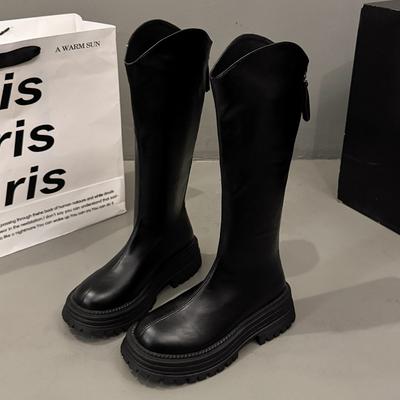 Ботинки на толстой подошве Детские 2025 новая осень Британский стиль но ботфорты до колена Ботинки на небольшом каблуке