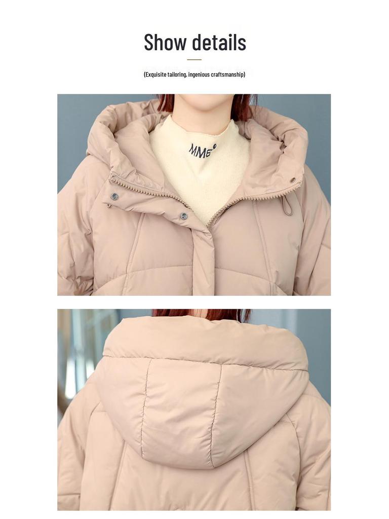 2024 Winter Plus Size Korean Style Mid-Length Thickened Cotton Coat for Women
