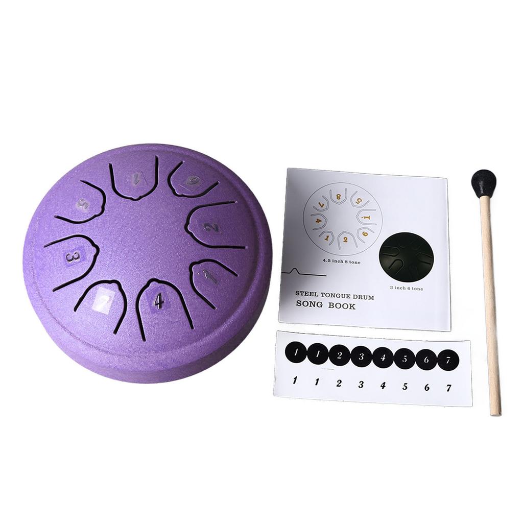 Язычковый барабан 4,5 дюйма 8 тонов До мажор Углеродистая сталь Мини язычковый барабан для взрослых детей начинающих Фиолетовый