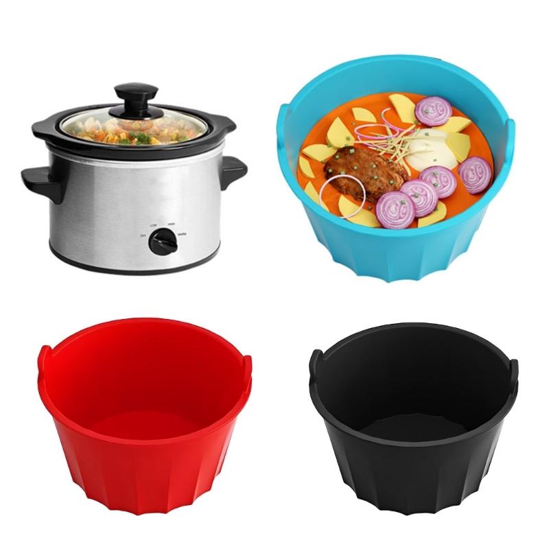 Slow Cookers Liners Dishwasher Safe Cooking Liners Reusable & Leakproof Silicone Insert for 5-6QT Crockpot BPA Free