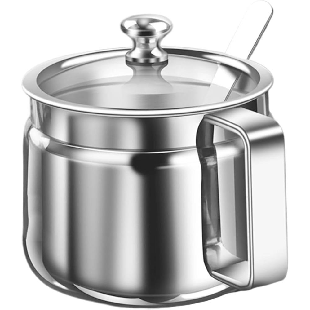 with Clear Lid and Handle Stainless Steel Seasoning Containers 500ml Spice Jars for Home Kitchen