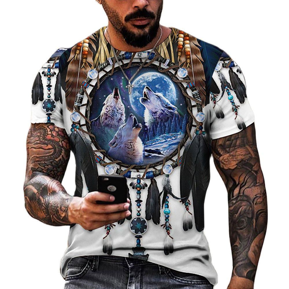 Повседневные футболки с рисунком животных, свободные летние мужские футболки с принтом в ретро-индийском стиле, уличные мужские топы с коротким рукавом и круглым вырезом 2025