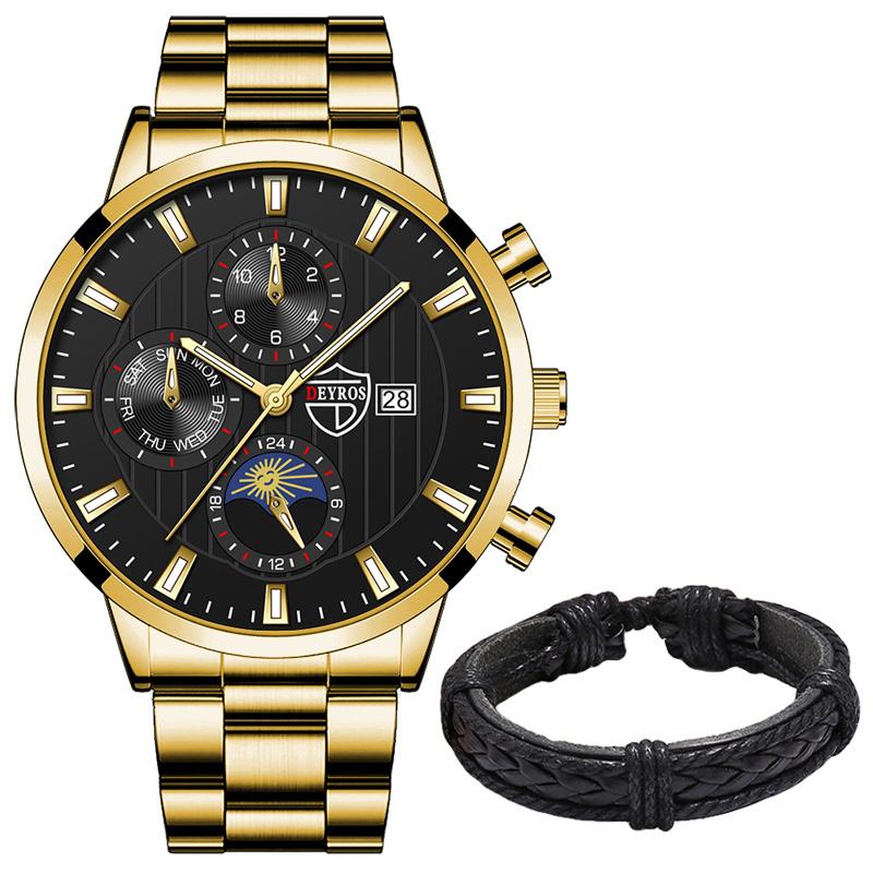 Мужские модные спортивные наручные часы класса люкс мужские деловые кварцевые часы из нержавеющей стали мужские повседневные часы с кожаным браслетом светящиеся часы