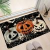 Halloween Welcome Mat Flannel Material Color Pumpkin and Spider Web Suitable for Door Living Room Bedroom Corridor Home Decor