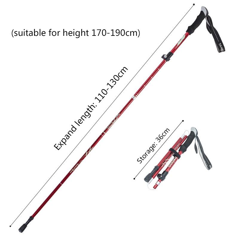 1PC 5-Section Outdoor Fold Trekking Pole Camping Portable Walking Hiking Stick For Nordic Elderly Telescopic Easy Put Into Bag