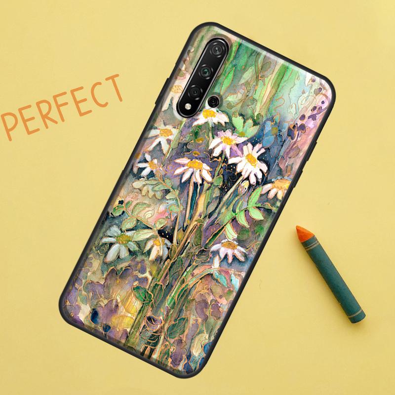 Акварель с ромашками для Huawei Nova Y91 Y70 Y72 Y73 Y60 Y90 Y61 8i 7i 11i 12i 12s 9 10 SE P20 P30 P40 Lite Чехол