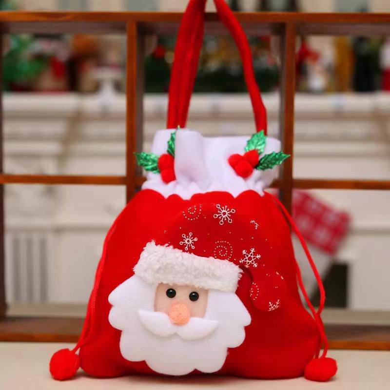 Christmas Santa Claus & Snowman Gift Bag - Apple & Candy Storage for Christmas Eve