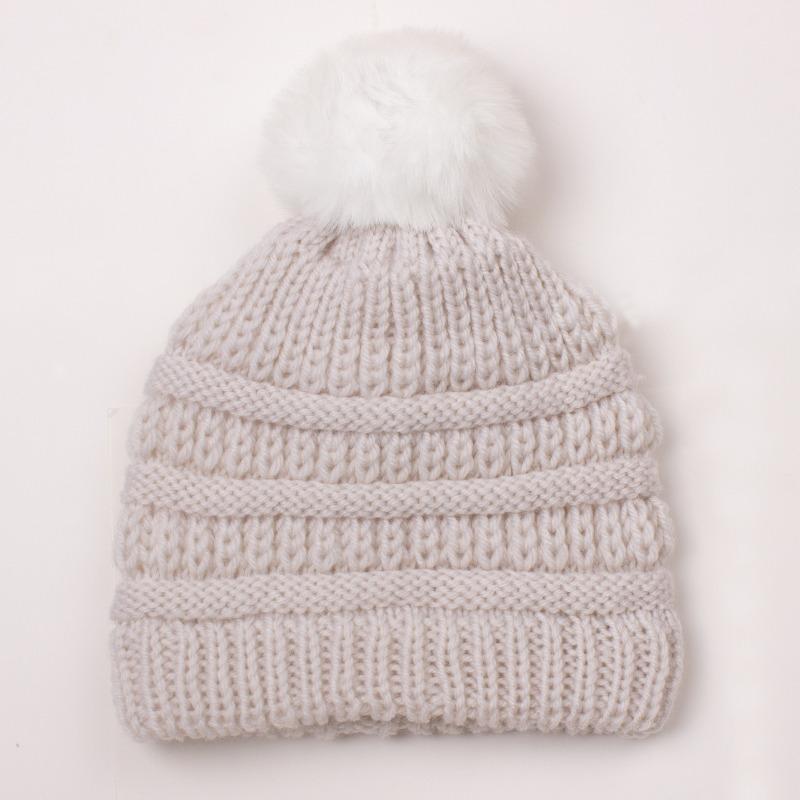 Baby Knitted Hat, Versatile Children's Autumn and Winter Hairball Warm Hat, Warm Baby Wool Hat