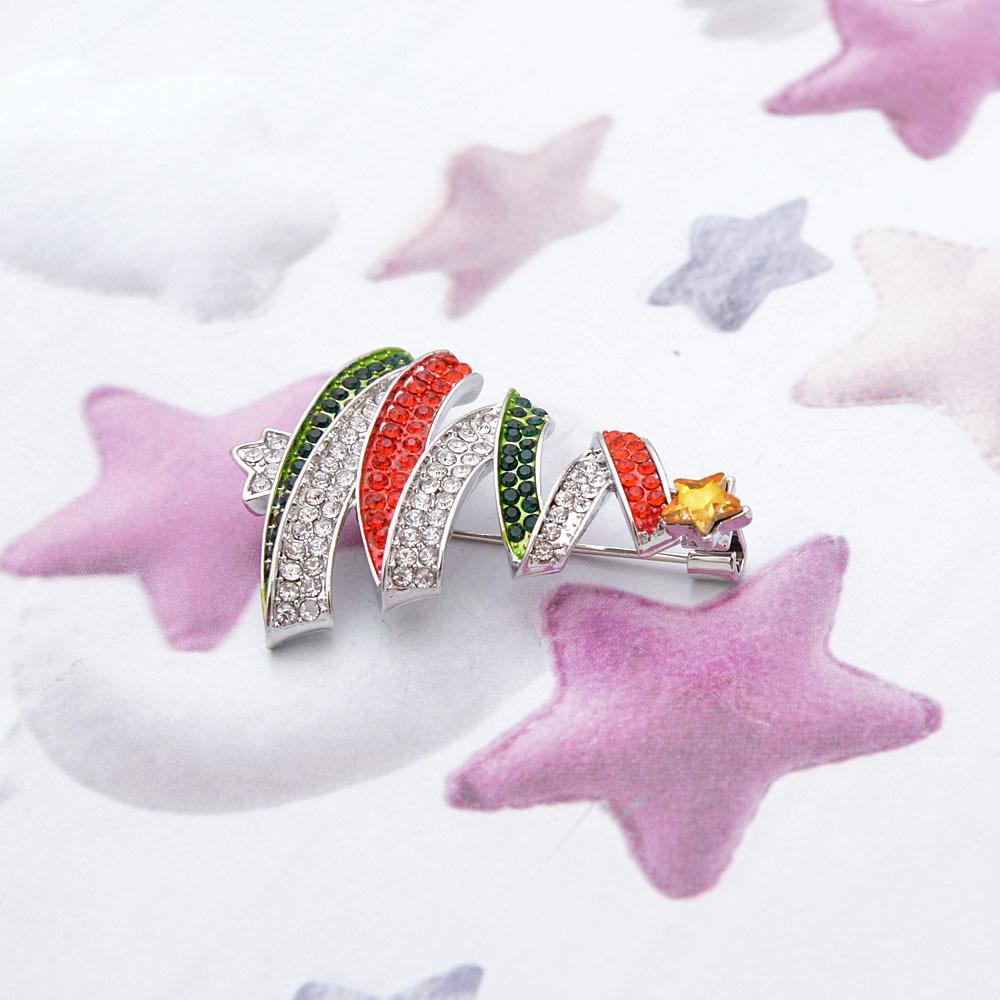 1 шт., инкрустированная красочными стразами, брошь из сплава, булавка в форме рождественской елки, брошь для женщин, рождественское украшение
