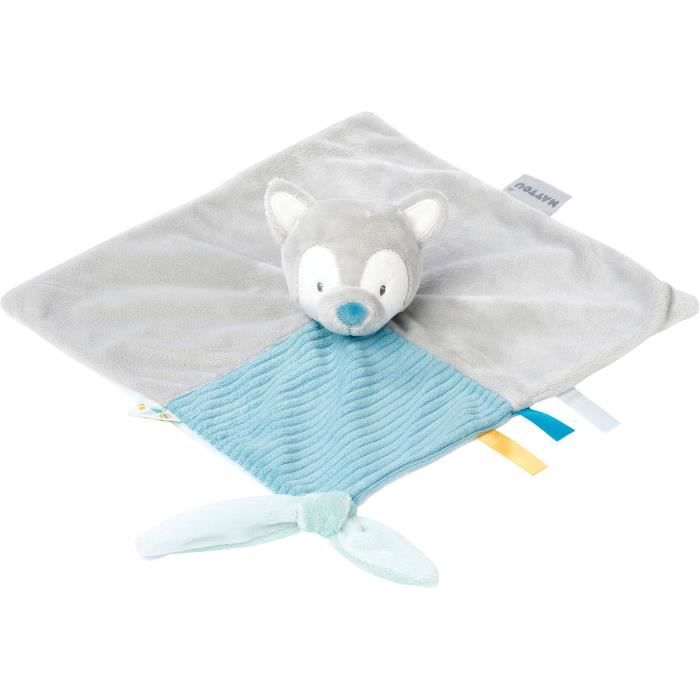 NATTOU Tim & Tiloo Doudou -Tilou Le Loup - 27 X 27 Cm Gris/Bleu