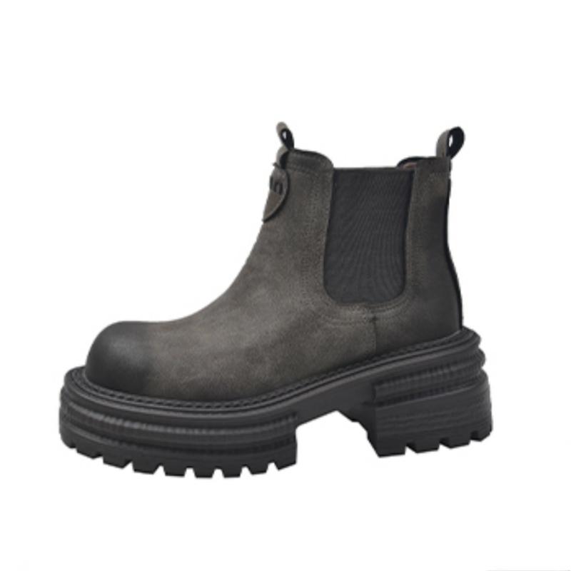 Chelsea женские зимние ботинки на платформе с ботильонами, брендовые кожаные туфли на среднем каблуке, женская зимняя обувь 2025 года, трендовая готическая обувь в стиле ретро, модные ботинки Mujer
