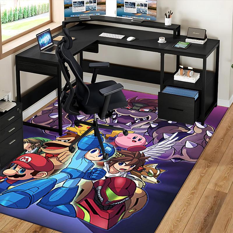 1pc Mario, Pikachu, Kirby, Mega Man, Donkey Kong, Link, Samus Aran Chair Mat, Office Rug - Non-Slip Carpet for Home Decor, Living Room, Bedroom, Game