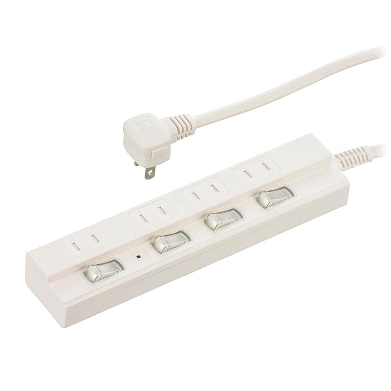 OHM Electric Power Strip with Surge Protection, 4 Outlets, 2m Cable, Individual Switches with Indicators, and Anti-Shock Shutters, White, HS-TPK42W-22