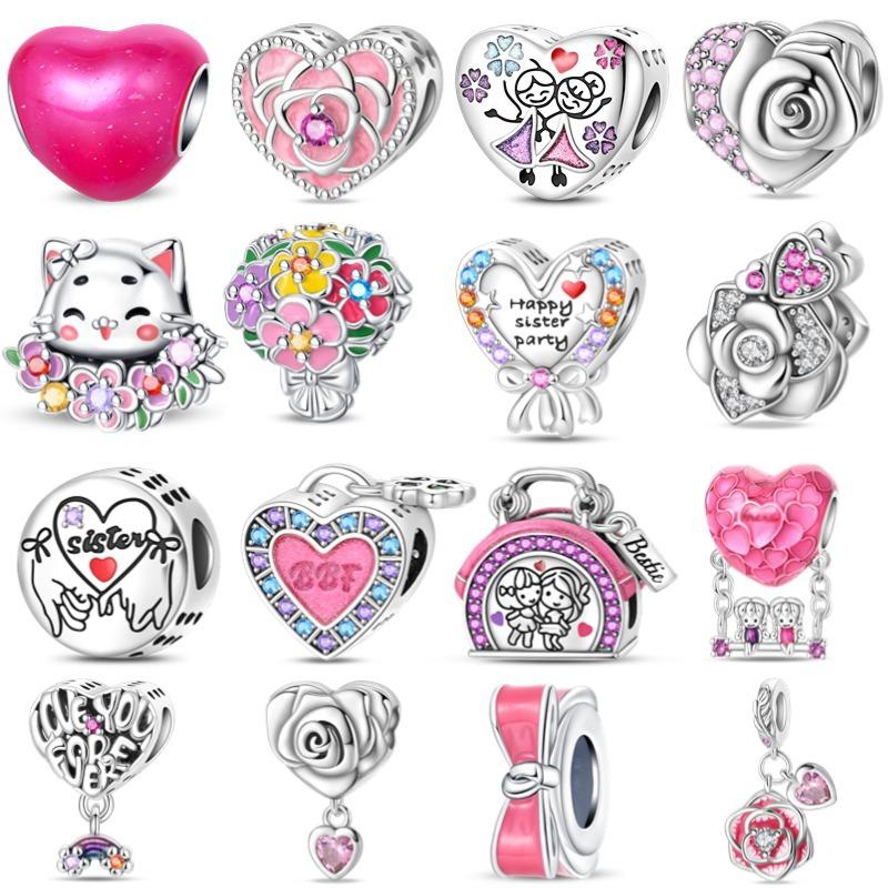 S925 Silver DIY Beaded Flower Pendant Sister Bracelet Craft Kit Jewelry Making Accessories Set