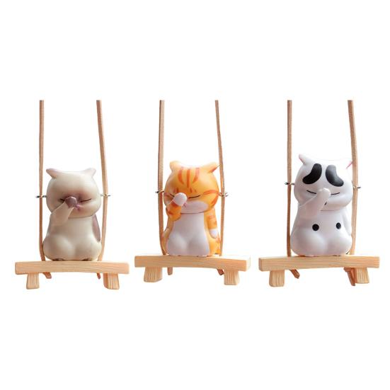 Подвеска в виде зеркала заднего вида, подвесное украшение со шнурком, легко повесить, очаровательное украшение в форме мультяшного кота, подвеска для салона автомобиля