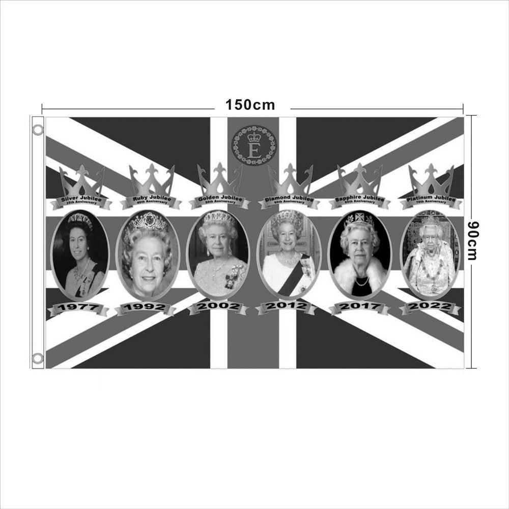 Elizabeth Ii Queen Mourning Flag Polyester Fabric For Tribute And Memorial Display