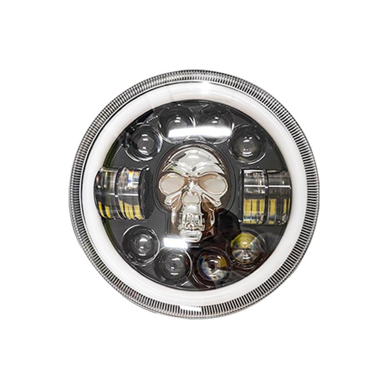 7-дюймовая круглая светодиодная фара в форме черепа, дальний ближний свет, DRL 160 Вт с указателем поворота, ангельские глазки, фары для мотоцикла