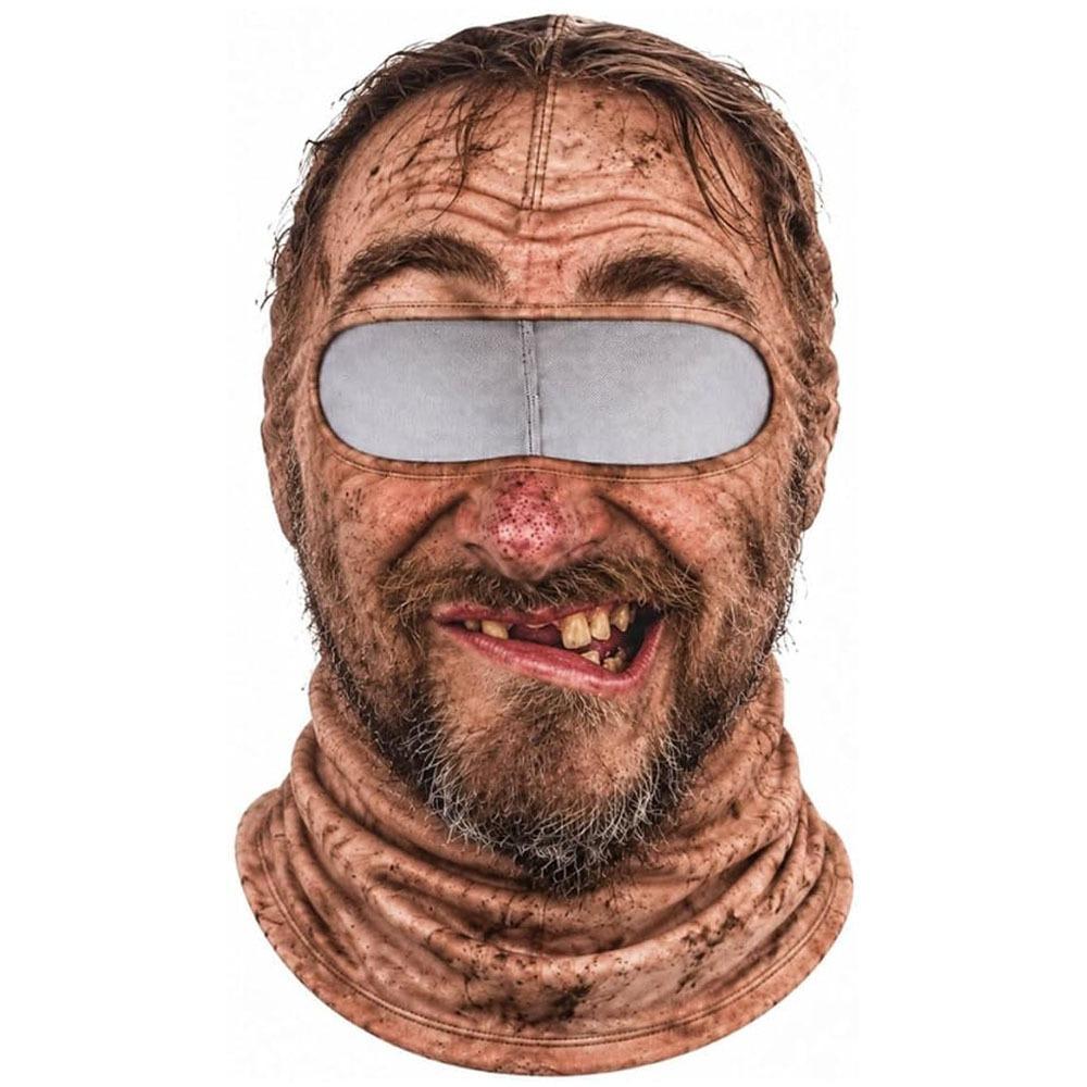 3D Face Printed Old Man Balaclava Face Mask White Mustache Ski Mask Hood Novelty Headwear For Men