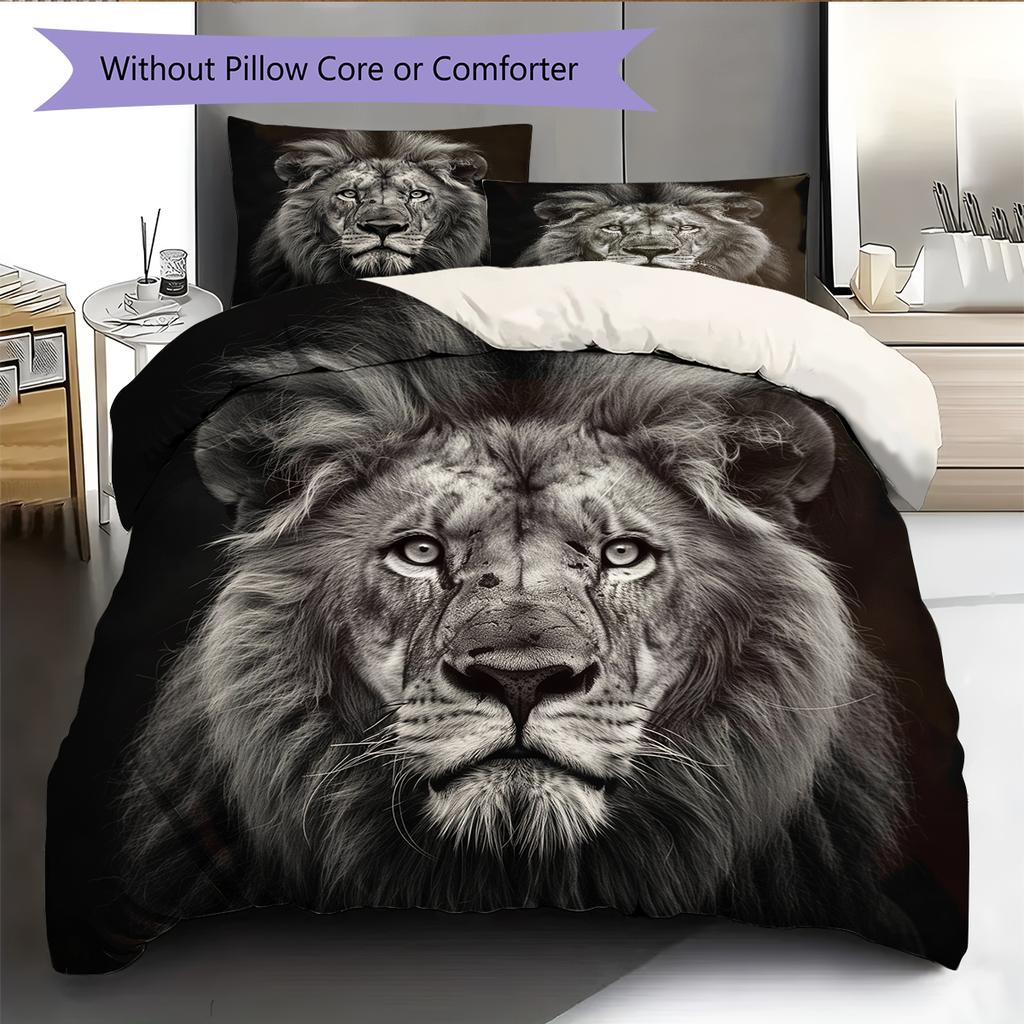 Постельное белье с рисунком «Король Лев» Домашний декор Подарок на день рождения (1 пододеяльник + 2 наволочки, без наполнителя)