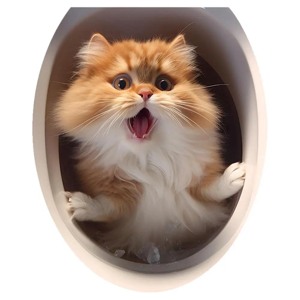 Креативная 3D белка котенок щенок мышь енот животное туалет наклейка украшение для дома ванная комната настенная наклейка самоклеящаяся наклейка