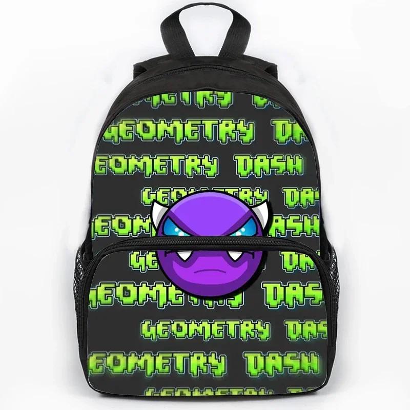 Children Large Capacity Angry Geometry Dash Print Backpack Students School Bags for Girls Boys Cartoon Bookbag Travel Backpacks