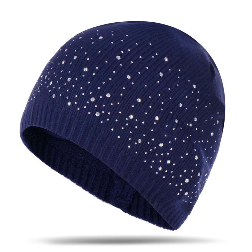Rhinestone Decor Knitted Hat Stylish & Shiny Beanies Hat Casual Winter Fall Hat Outdoor Streetwear