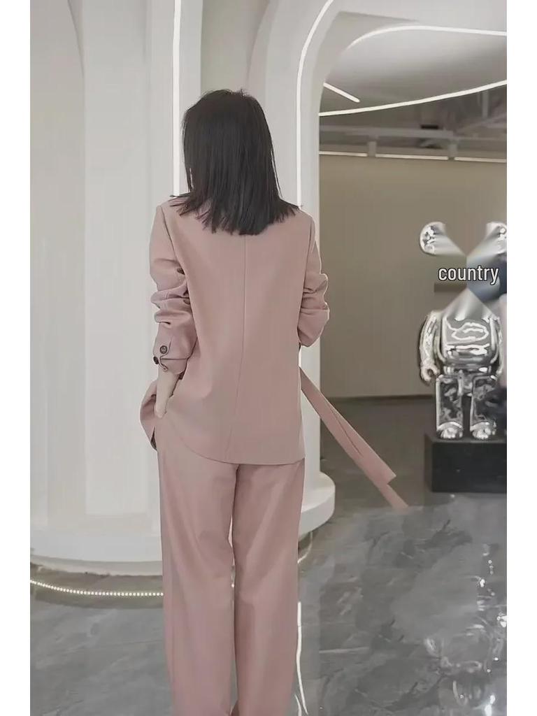 2024 Весна/Осень Большой размер Стиль невестки Свободные брюки широкого кроя Костюм-двойка для женщин