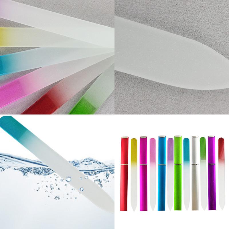 Стеклянная пилочка для ногтей с футляром, полированные инструменты для маникюра, профессиональная салонная полировка, шлифовка, хрустальная пилочка для ногтей, инструменты для дизайна ногтей