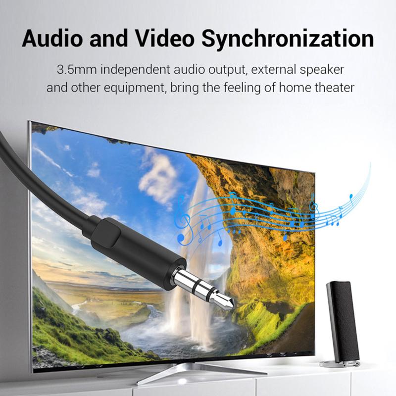 Совместимый с Vga-HDMI адаптерный кабель с линейным разъемом преобразователя аудио 1080p для ноутбука