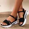 Модная женская обувь 2024 года, новые женские сандалии с пряжкой на ремне, модные повседневные сандалии больших размеров, женские высококачественные босоножки на танкетке с открытым носком