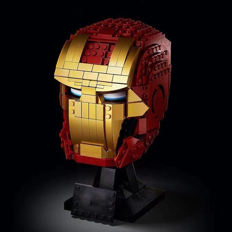 Marvel Superhero Iron Man Mask Helmet Model Assembly Small Particle Building Block Toy