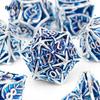 7 Pcs Blue Leaf Flower Metal Dice Hollow Metal Polyhedral Dice Set Suitable for Role-Playing RPG  Board Game Card Game