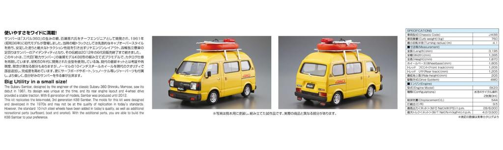 AOSHIMA Модель автомобиля №. 55 Subaru K88 Sambar Высокая крыша 4WD 1980 Пластиковая модель, Масштаб 1:24