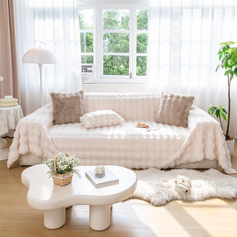 Бархатная ткань для дивана с кроликом, зимний плюшевый противоскользящий чехол для дивана, новое одеяло для подушки с кошачьими царапинами.