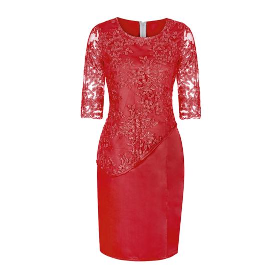 Праздничное платье большого размера, прозрачное, с полурукавом, многослойное, из цветочного кружева, для матери невесты