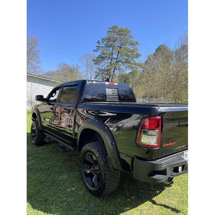 for 2009-2025 RAM 1500 Rear Window Decals for 5th RAM 1500 2500 3500 Decals Stickers, Matte Black USA Flag Decal