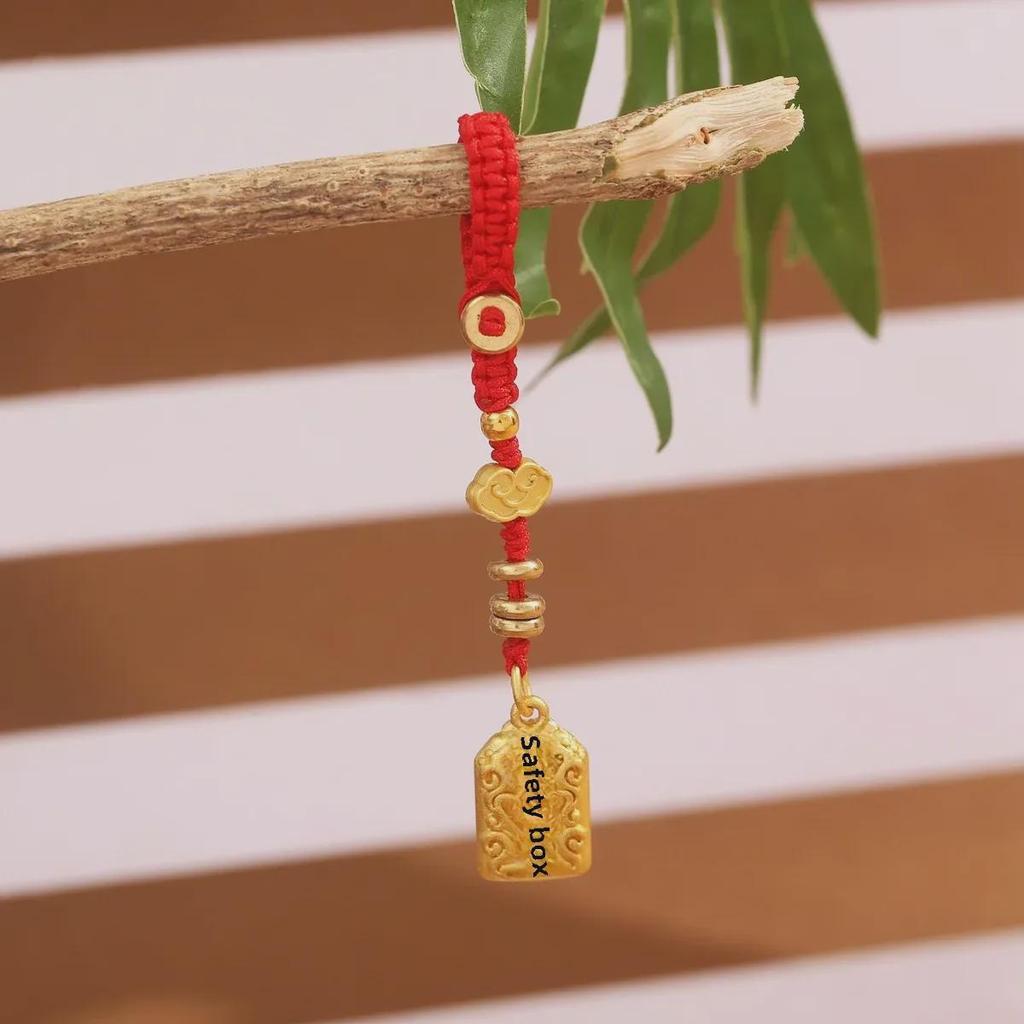 Ремешок для мобильного телефона в китайском стиле песочно-золотистого цвета с металлической цепочкой и маленькой подвеской для мужчин и женщин