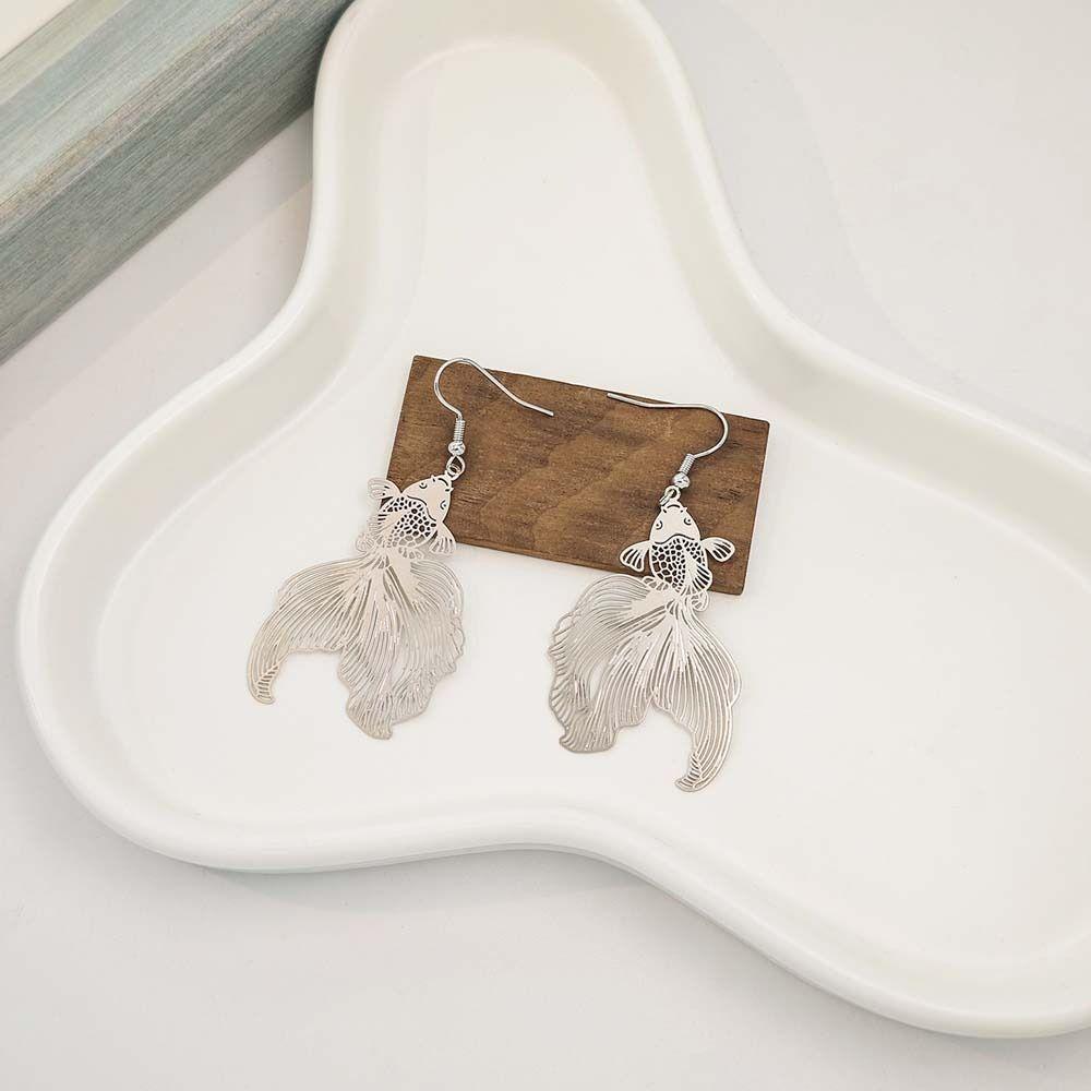 Животные Рыбы Металлические Серьги с Золотой Рыбкой Карп Кои Подвеска с Карпом Кои Креативные Серьги-Капли с Золотой Рыбкой Подарки