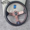 Spceddy For Steering Wheel 14inch 350mm Perforated Leather Concave Car Sports Steering Wheel