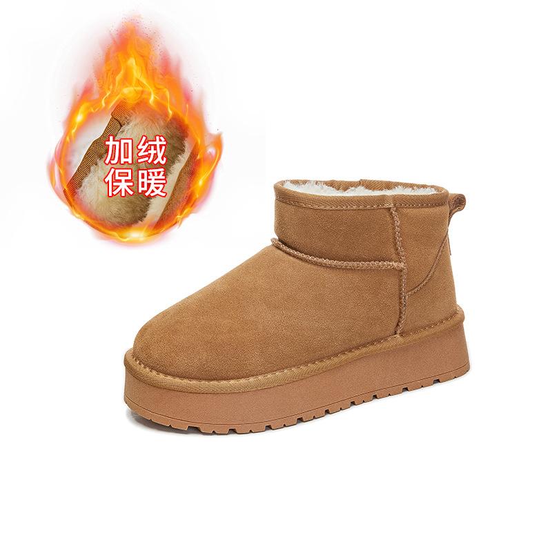 Snow Boots Women's 2025 New Winter Casual Thick-soled Cotton Boots Versatile Martin Boots Women's Velvet Warm Women's Boots