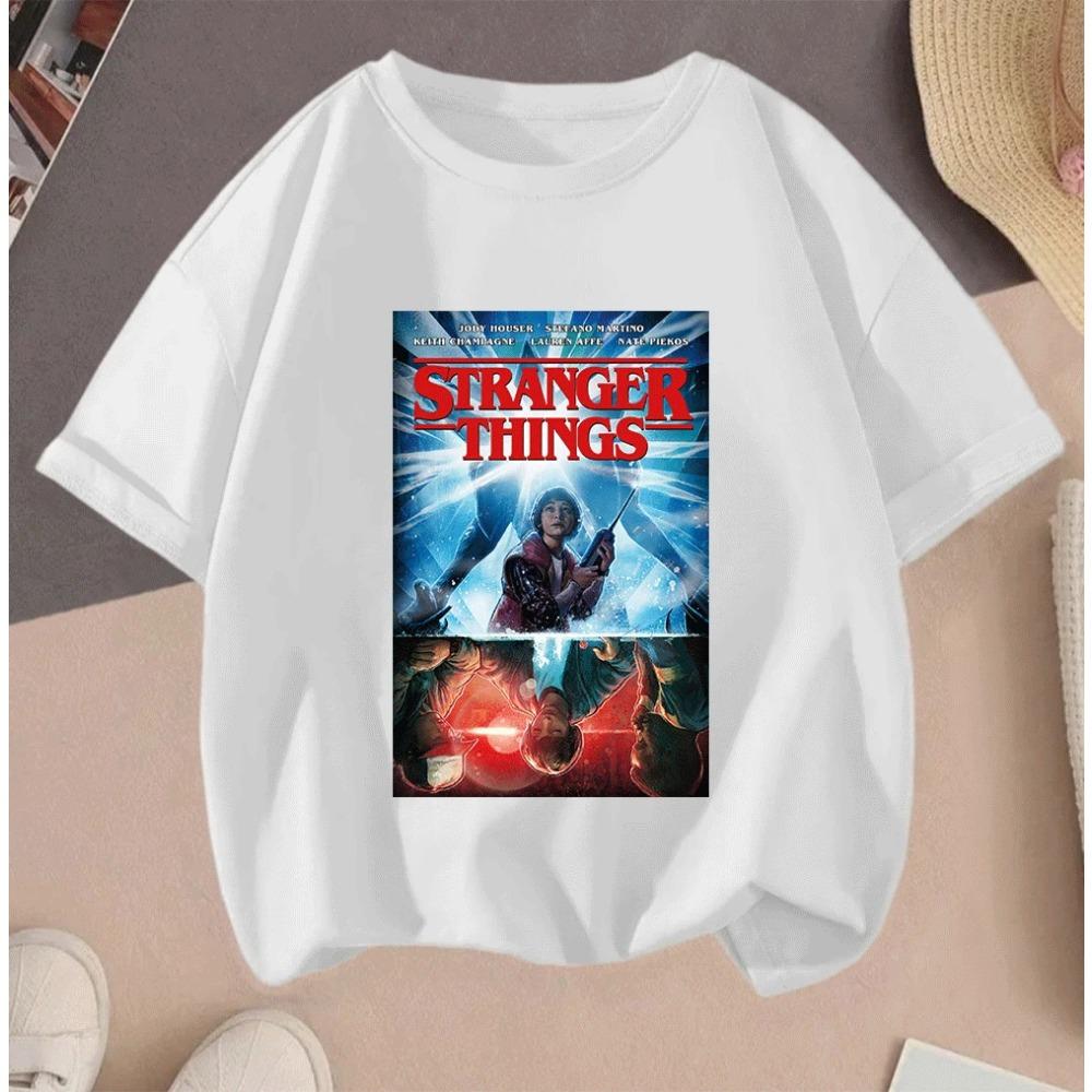 Горячая Распродажа 2026 Stranger Things 2D Печатная Повседневная Летняя Футболка с Коротким Рукавом для Подростков Детей Мальчиков