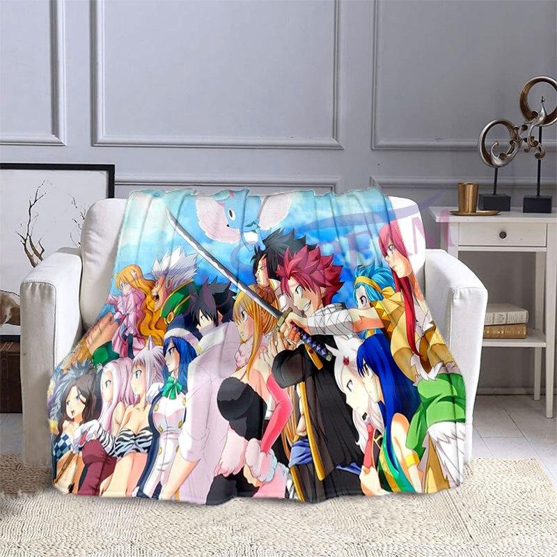 Fairy Tail Flannel Plush Blanket Home Fleece Throw Blanket Travel Blankets Bedspreads Sofa Cover Couch Dorm Room Blanket