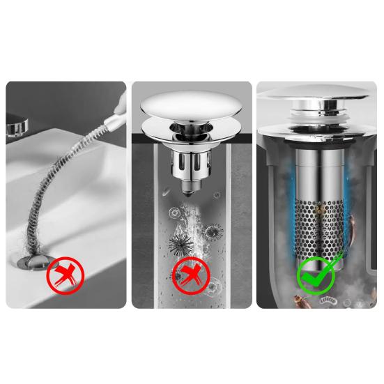 Стопор для раковины в ванной комнате Всплывающий сливной фильтр Уловитель волос и мусора Раковина