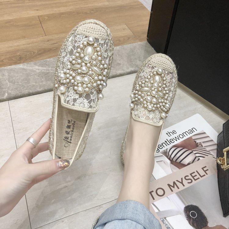 Мода Мода Перламутровые Кристаллы Кружева Повседневная Женская Женский Mujer Ленивые Слипоны Полутапочки Кроссовки Мокасины Мюли Плоская Обувь ghn78