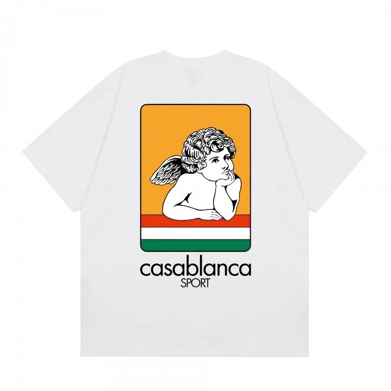 2026 Casablanca Print Loose Fit Cotton T-Shirt Men Youth Casual Wear