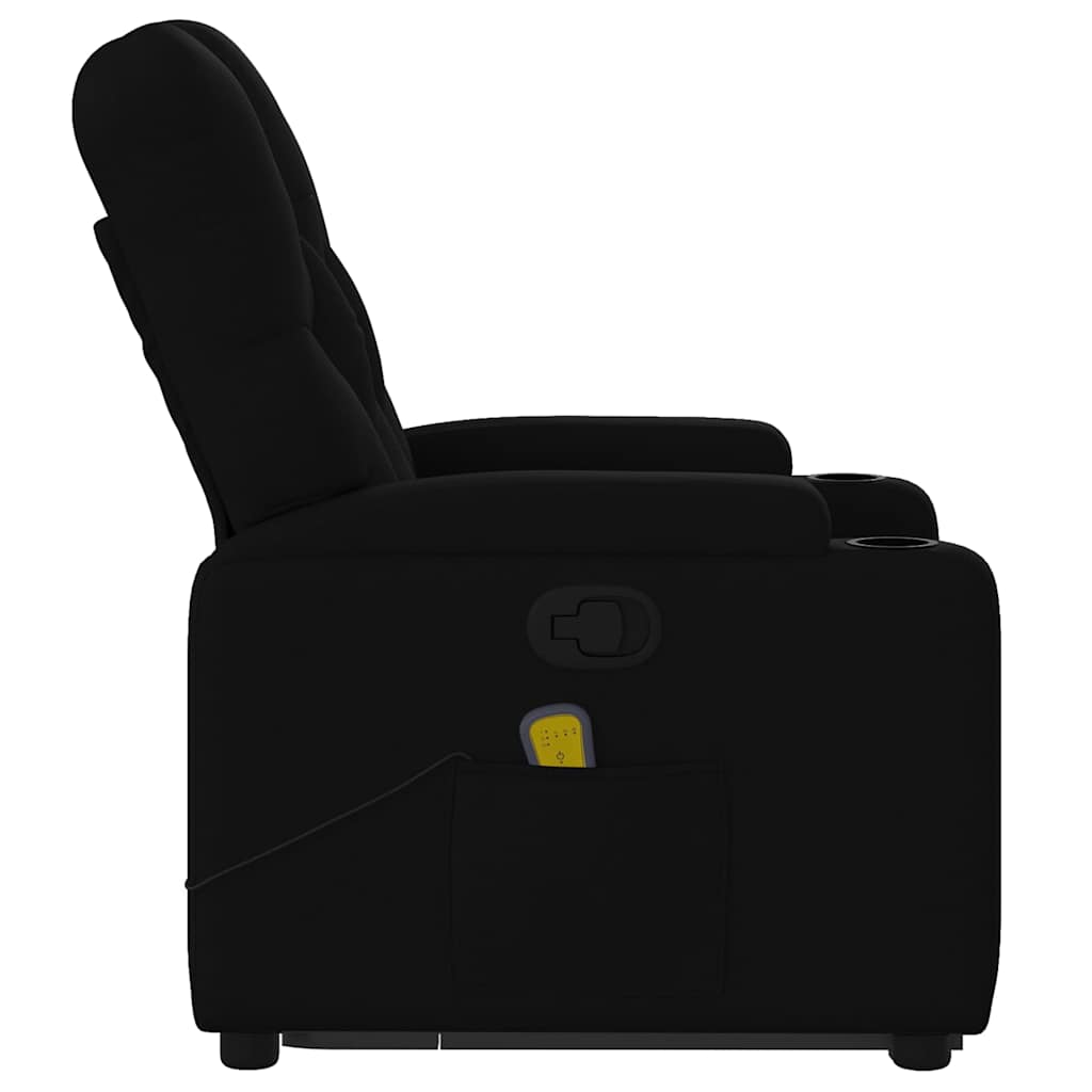 Massage Recliner with Rising Function Black Fabric