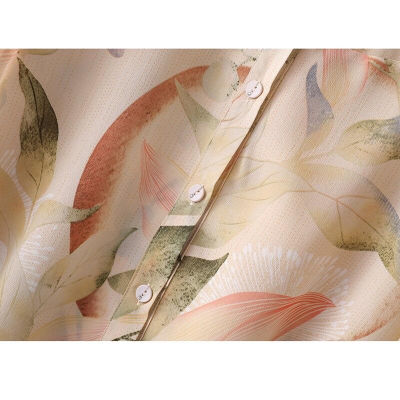 Лето 2023, рубашка с принтом, повседневная шелковая блузка, женская тонкая рубашка, винтажная свободная одежда с отложным воротником, топы Blusa Mujer 27261