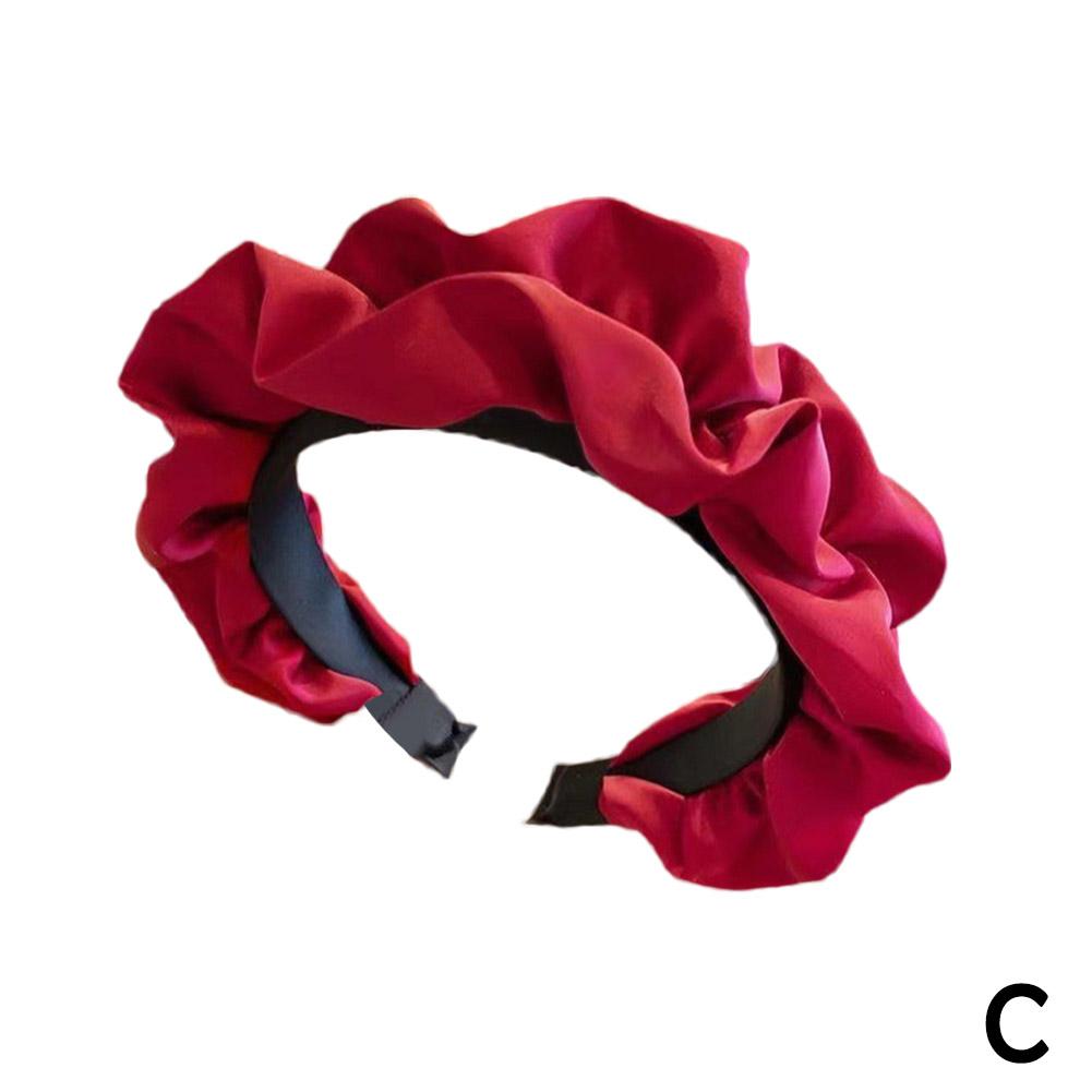 Шелковые плиссированные широкие повязки на голову для женщин Нескользящие сборчатые обручи для волос Французские широкие мягкие повязки для волос Аксессуары для волос