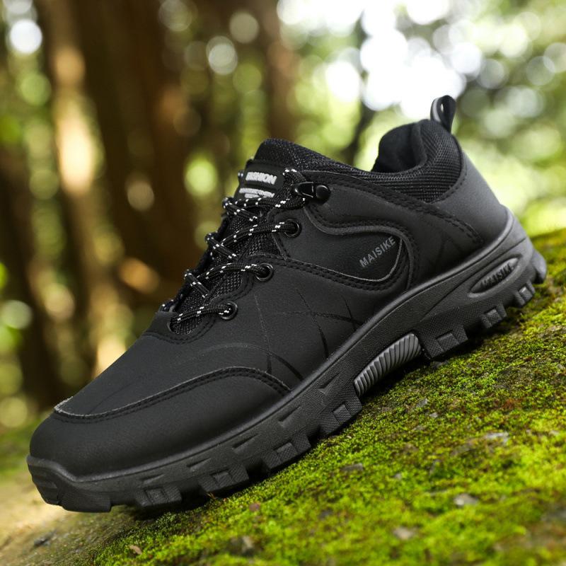 Мужские кожаные походные ботинки для улицы, осенне-зимние бархатные теплые повседневные ботинки, походные ботинки для защиты труда, модная мужская обувь