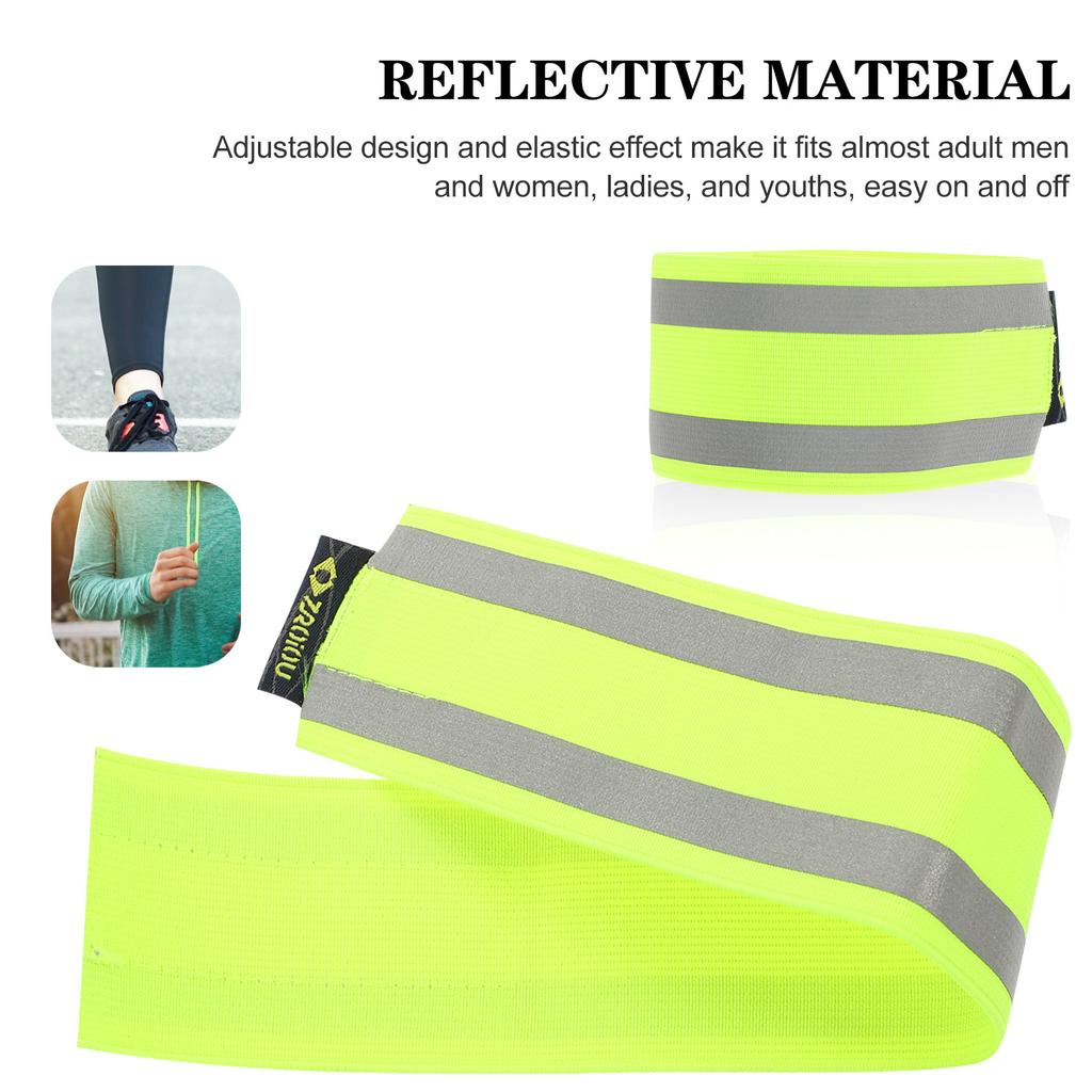 2Pcs Reflective Leg Strap Outdoor Safety Band Adjustable Running Wristband High Visibility Fluorescent Bracelets Cycling